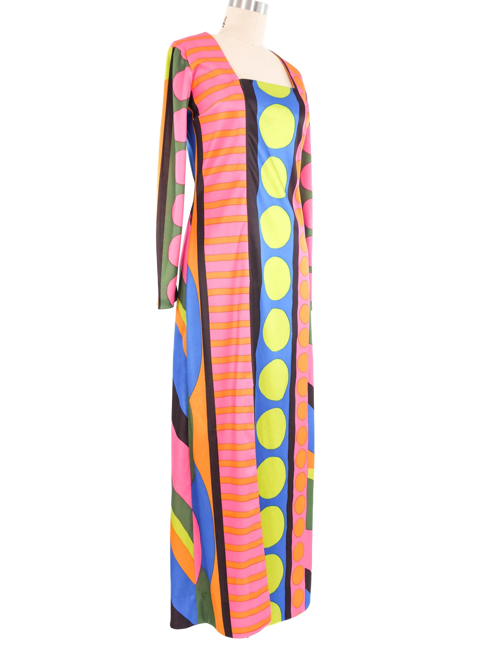 1970s Rainbow Op Art Jersey Dress