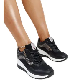 Black women's wedge sneakers by Cross Jeans