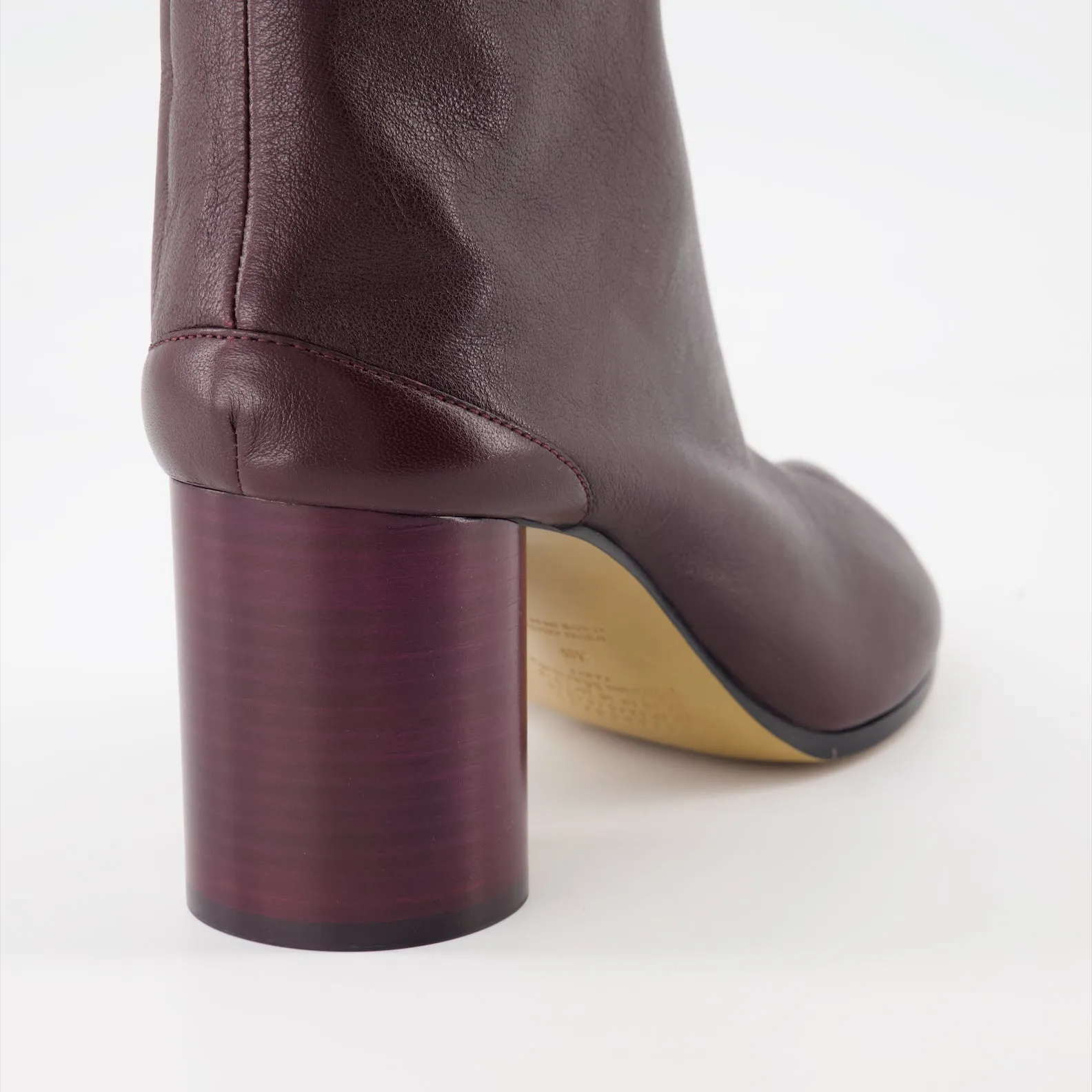 Bordeaux Leather Tabi Ankle Boots
