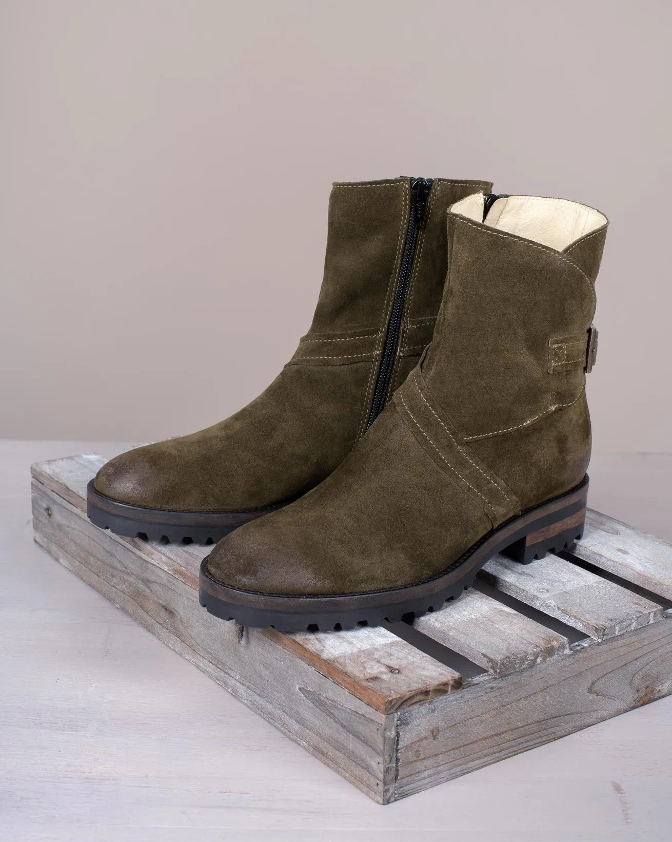 Buckle Flat Ankle Boots
