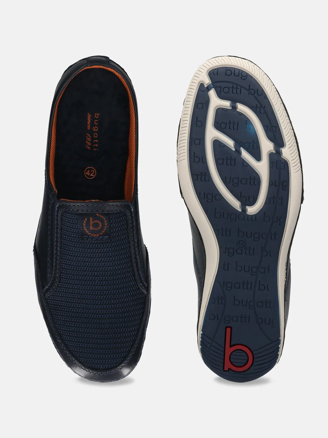 bugatti Dark Blue Premium Leather  Slip On