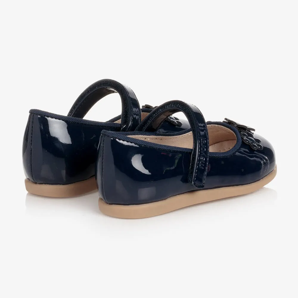 Girls Navy Blue Patent Faux Leather Pumps