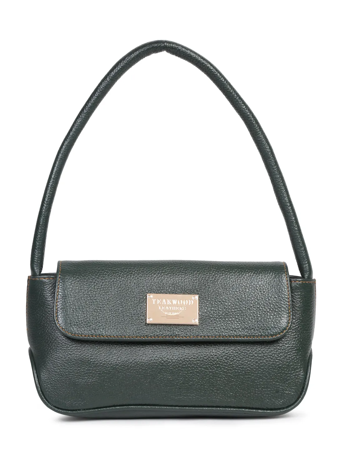 Green Leather Structured Shoulder Bag