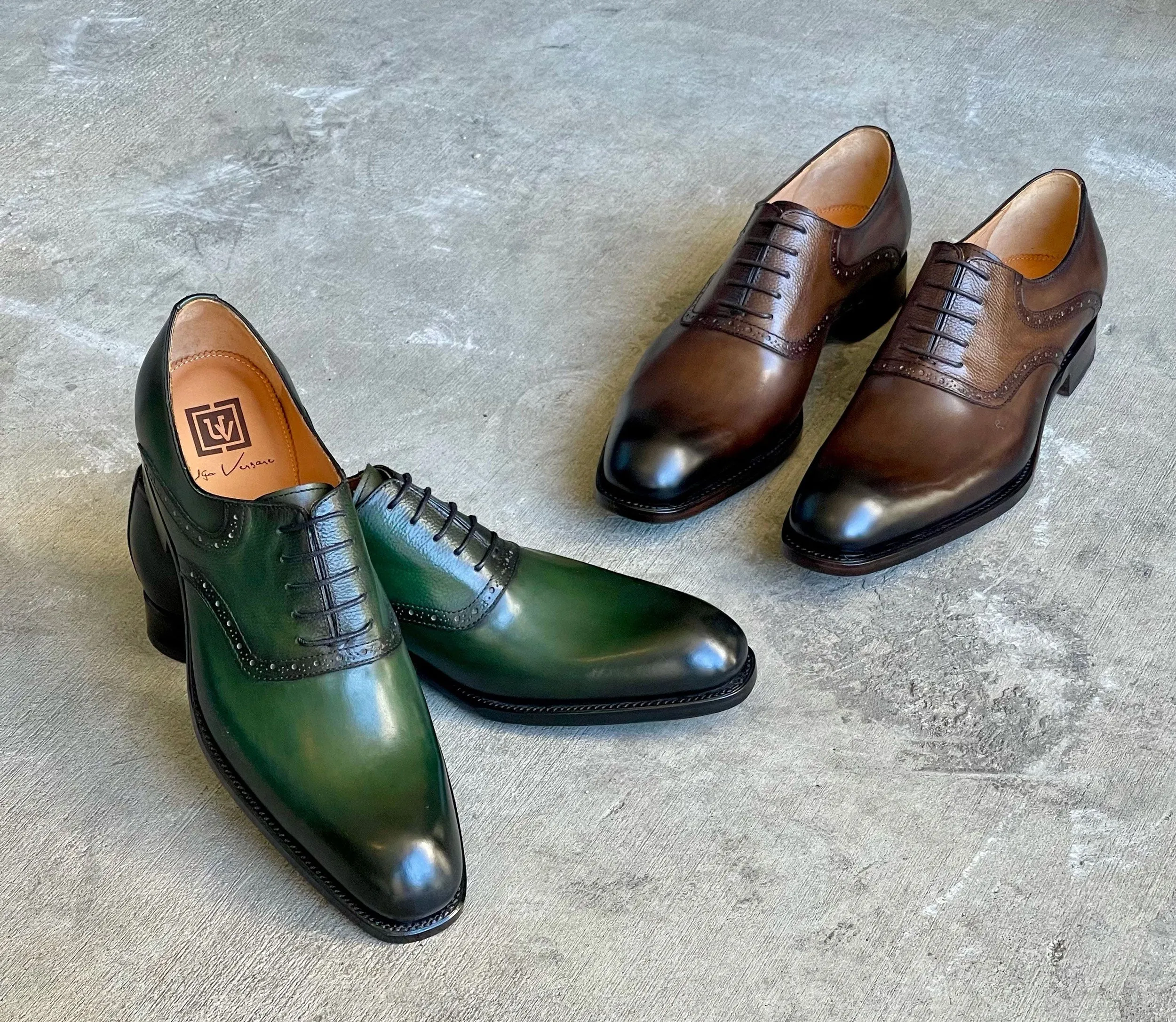 Hudson Burnished Calfskin Lace-Up Oxford Green