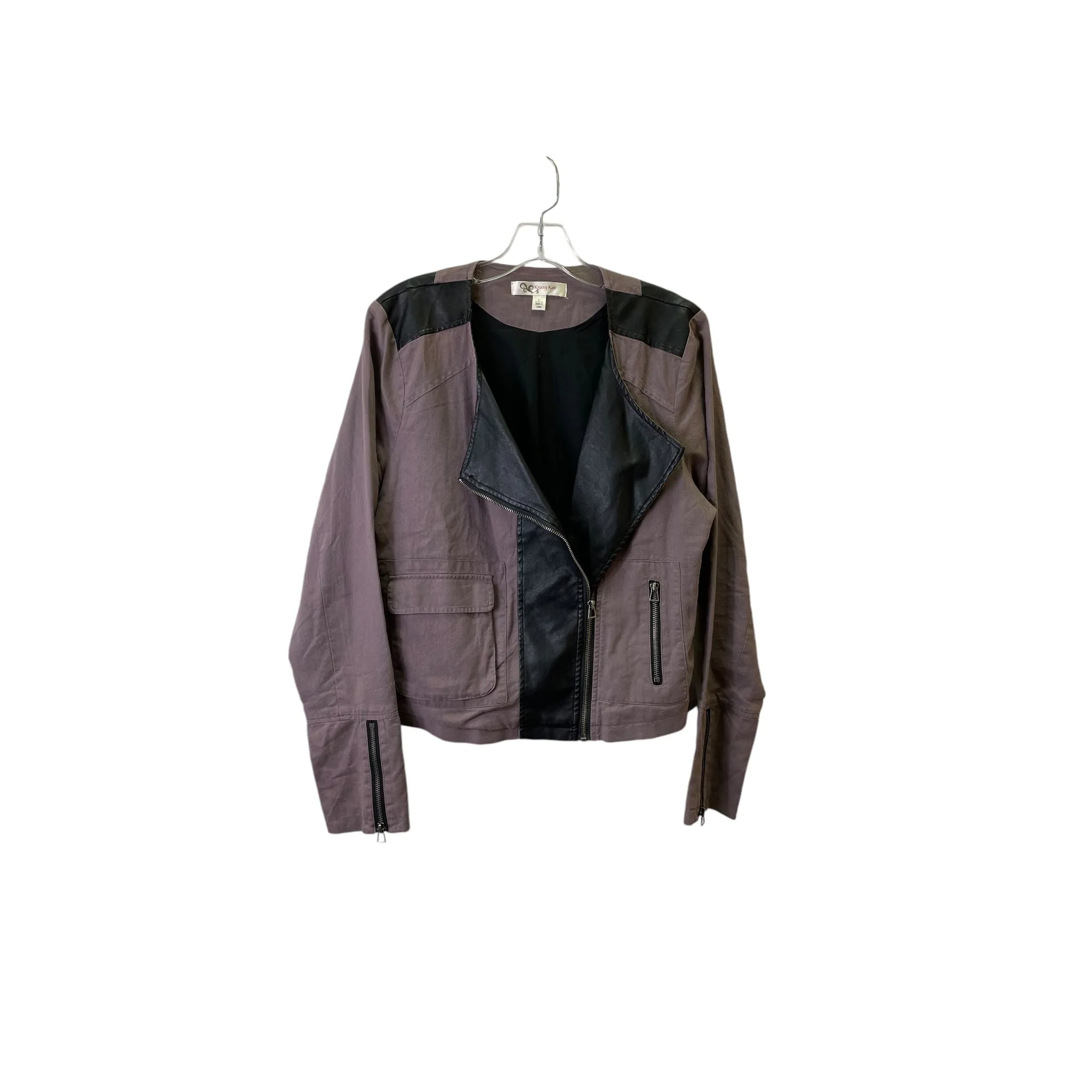 Jacket Moto By Krazy Kat In Purple, Size:L