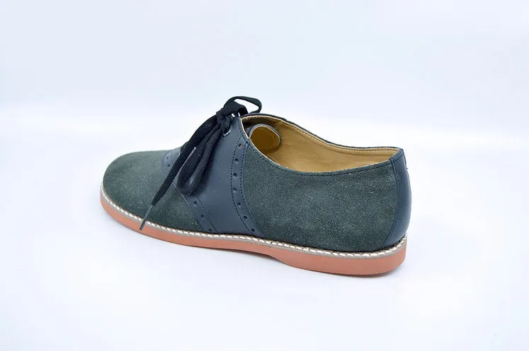 KESCO GRAY/BLACK SADDLE OXFORD SUEDE- GIRLS YOUTH