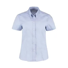 Ladies KK701 Short Sleeve Oxford Shirt Light Blue