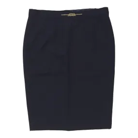 Les Copains Midi Skirt - 38W UK 18 Navy Cotton Blend
