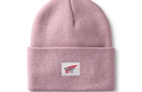 Logo Knit Beanie Hat Unisex Cuffed Beanie Hat in Pale Rose     