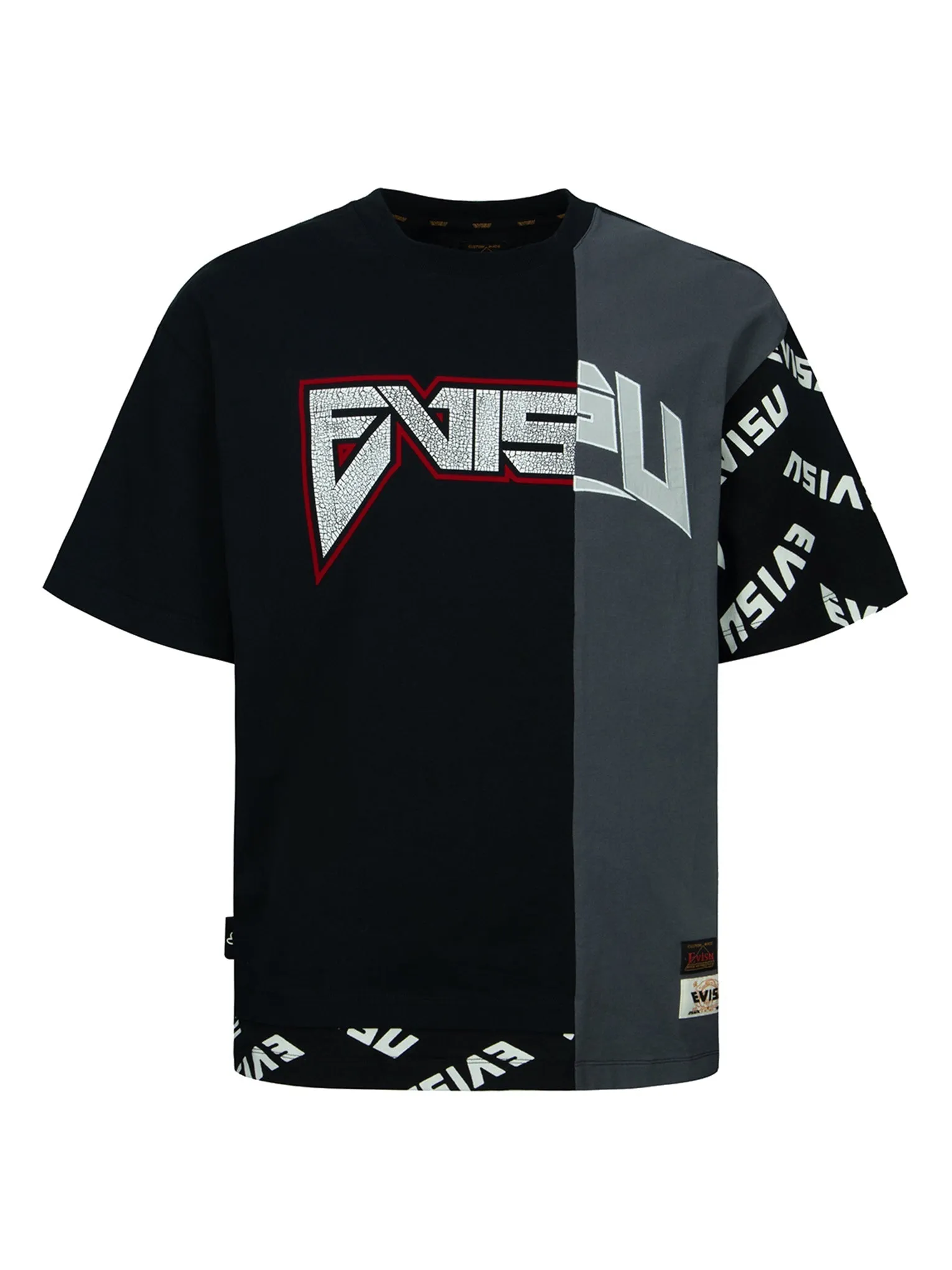 Logo Print Patchwork T-shirt