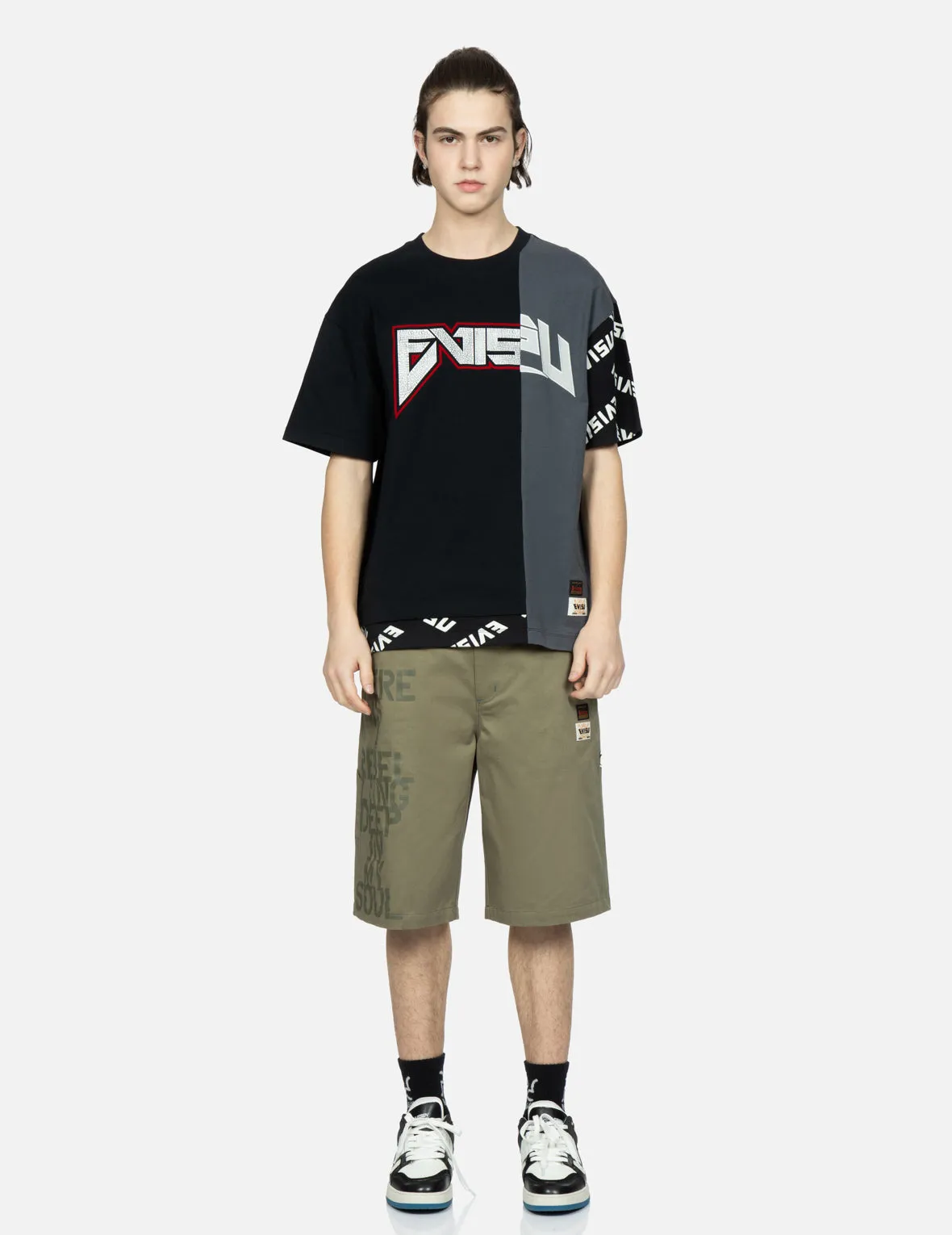 Logo Print Patchwork T-shirt