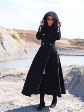 Long Wool coat women,Long cashmere coat,women wool coat,black wool coat,black cashmere coat,plus size wool coat,maxi coat,winter