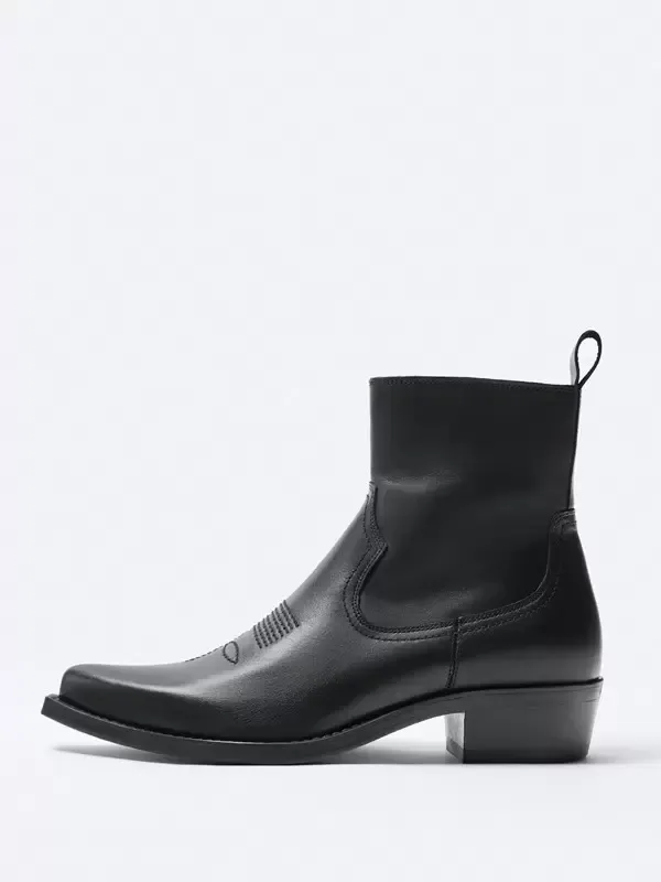 Men's Boots Chelsea Boots Black Cowhide Pointed Toe Ankle Short Dress Boots