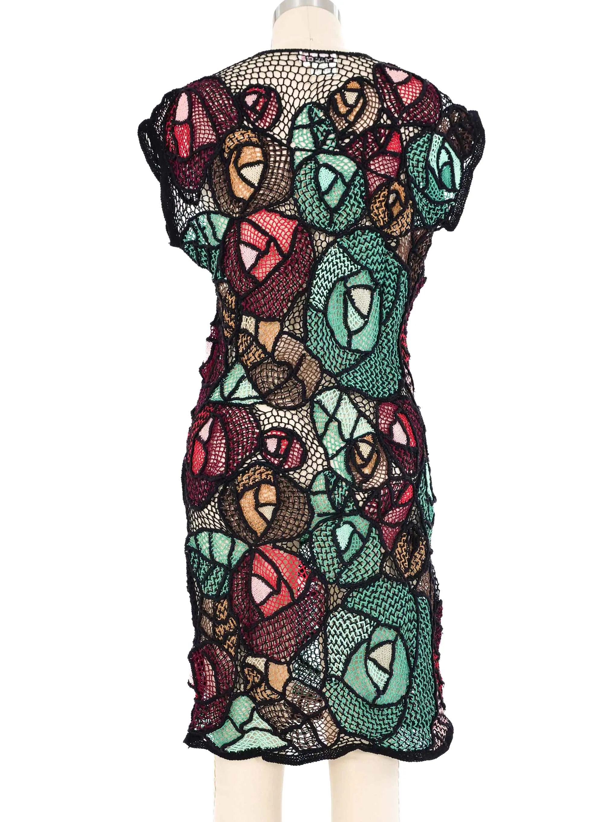 Pieced Floral Crochet Dress