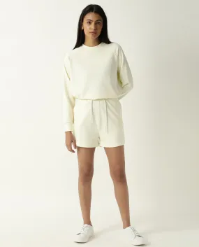 Rareism Women Ciri Light Yellow Cotton Poly Fabric Relaxed Fit Solid Mid Rise Shorts
