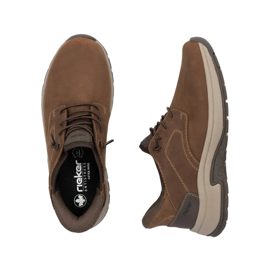 RIEKER LACE OXFORD NUBUCK BROWN TAUPE SOLE - MENS