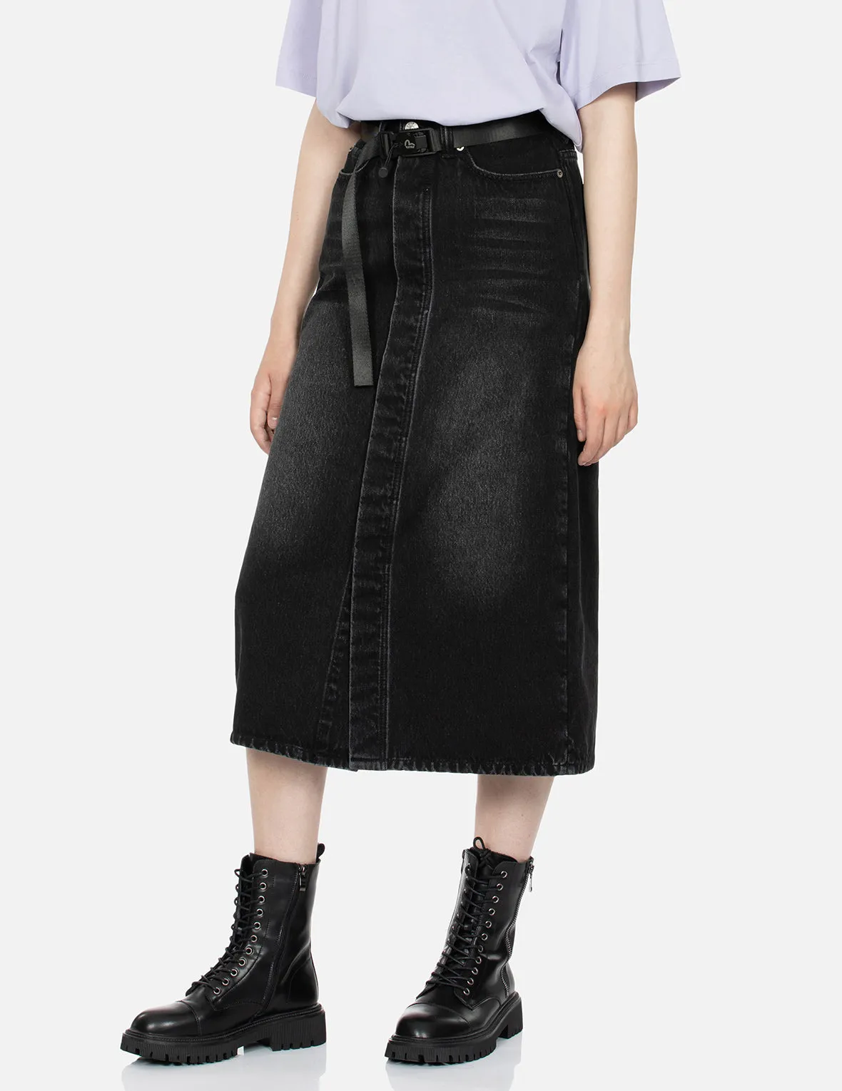 Seagull Appliqué Fashion Fit Denim Skirt