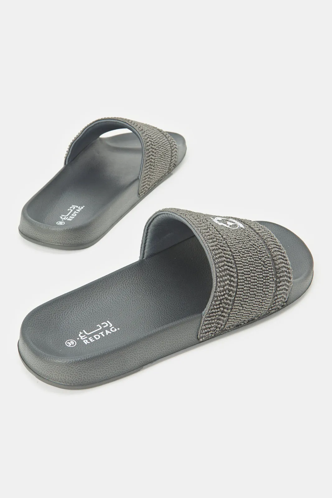 Senior Boys Grey Slogan Embossed Slide