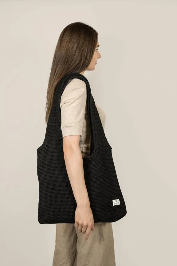 TAWAST Tote Bag Cloud Black Waffle